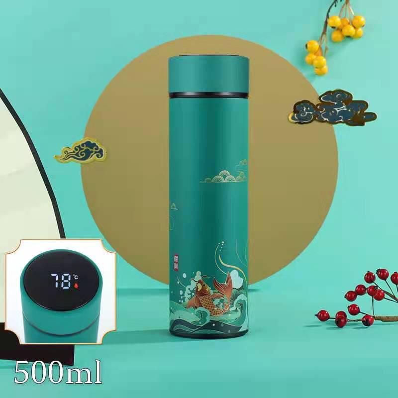 Tumbler Suhu LED Motif Termos Botol Minum Temperatur 500ml Stainless