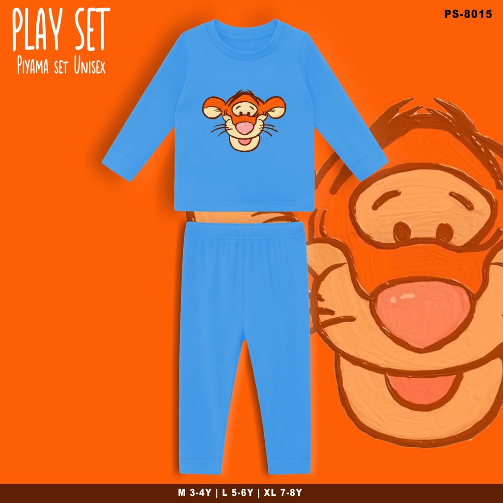 PLAYSET PAJAMAS ANAK BERGAMBAR TIGER / BAJU TIDUR ANAK SET / TERMURAH