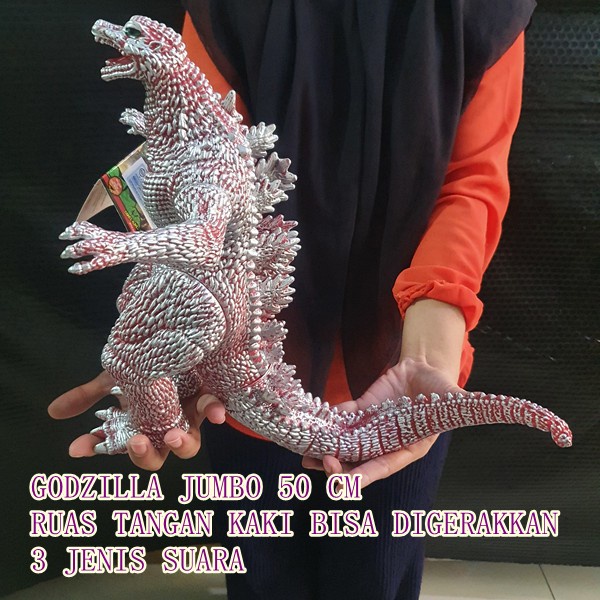 Flash Sale Mainan Godzilla Merah Jumbo Besar 50Cm Bersuara Terbaru