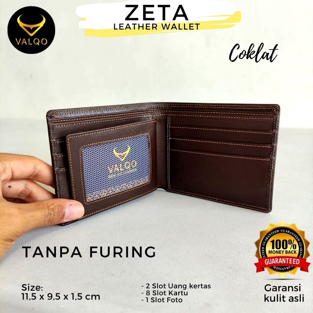 [VALQO] Dompet ZETA Kulit sapi Full Tanpa furing Cowok Pria Laki bisa COD