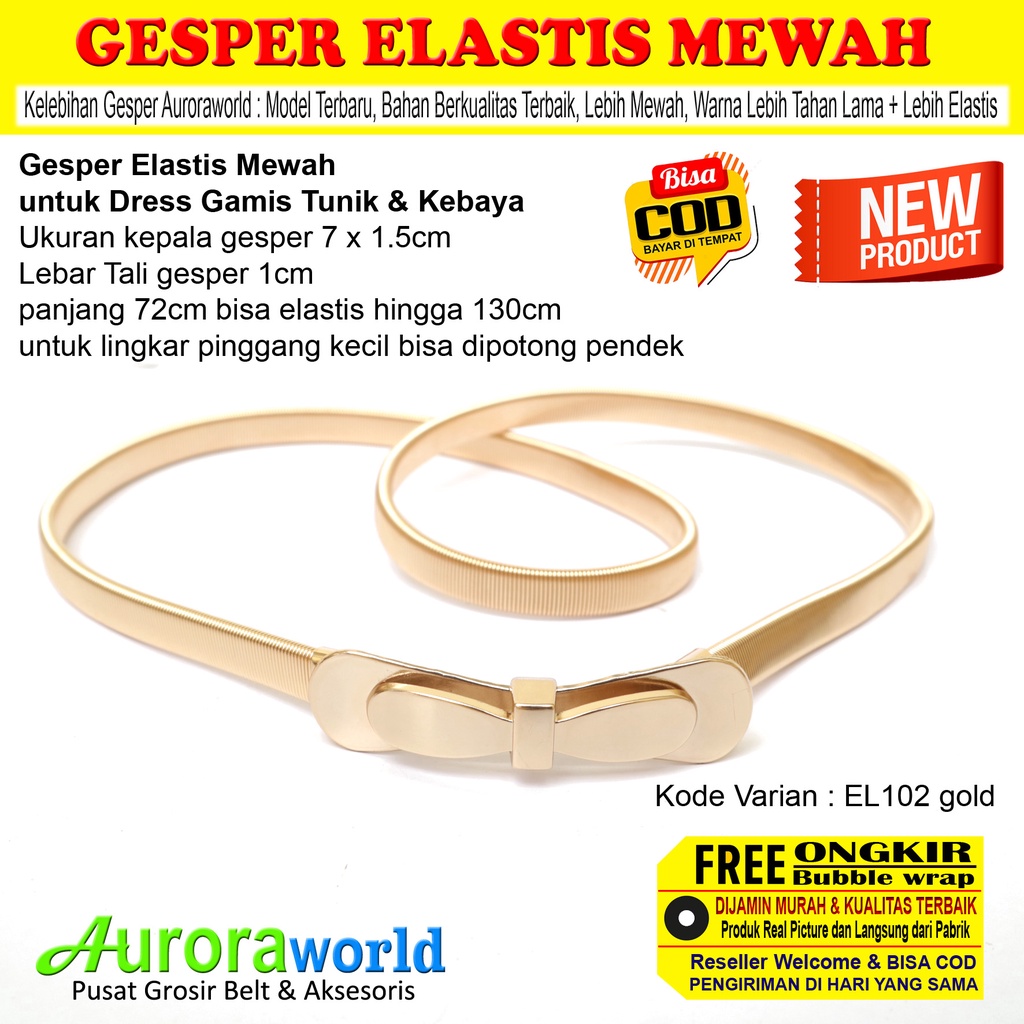 AURORAWORLD BELT ELASTIS GESPER WANITA ELASTIS UNTUK DRESS KEMEJA GAMIS TUNIK