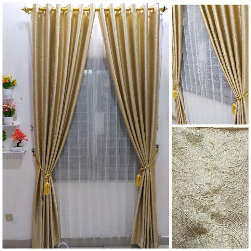 Gorden polos embos premium Gorden jendela panjang