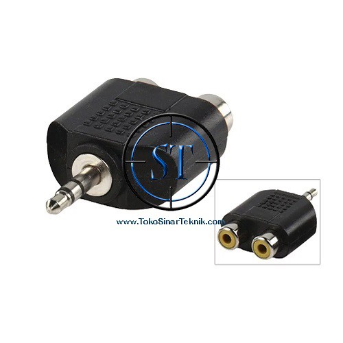 Konektor Adaptor 3.5mm Mini Stereo Plug 2 RCA to Aux Mini 3,5mm Converter Konverter Audio 2RCA Ba-41A