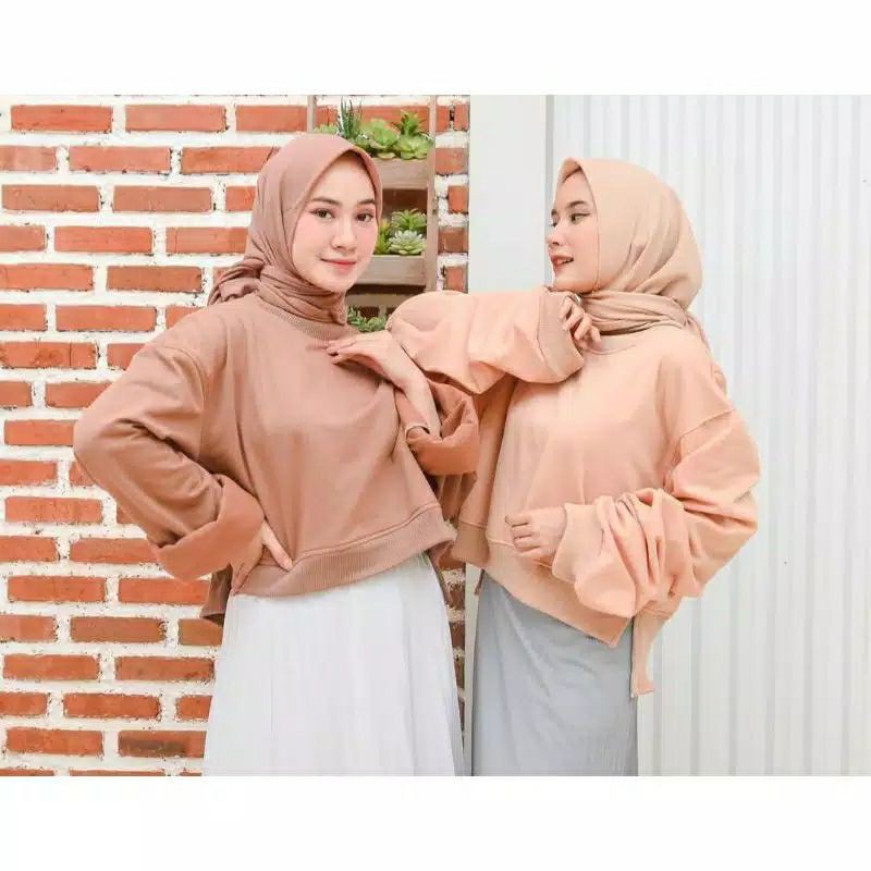 OVERSIZE CROOPE SWEATER / SWEATER WANITA CROP POLOS / OVERSIZE LENKA-COKSU SPANDEK