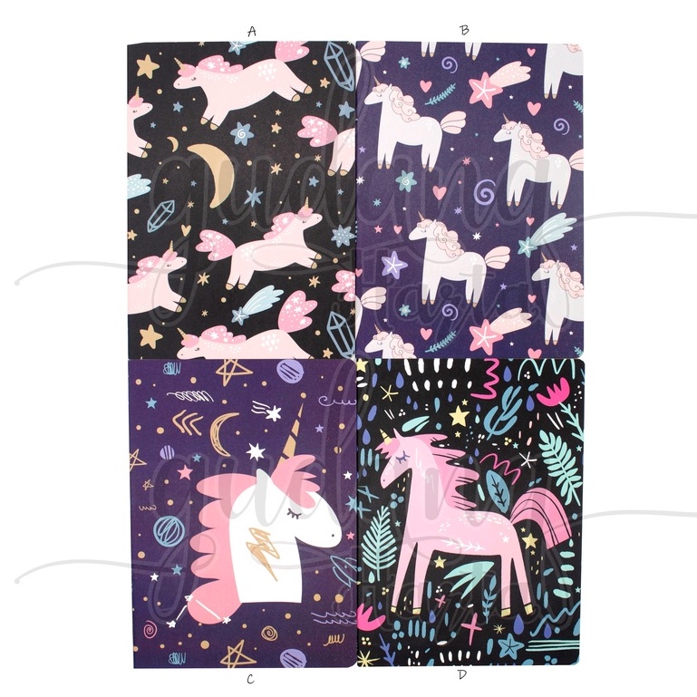 Notebook B5 Black Unicorn Buku Tulis Kuda Poni Hitam GH 308248