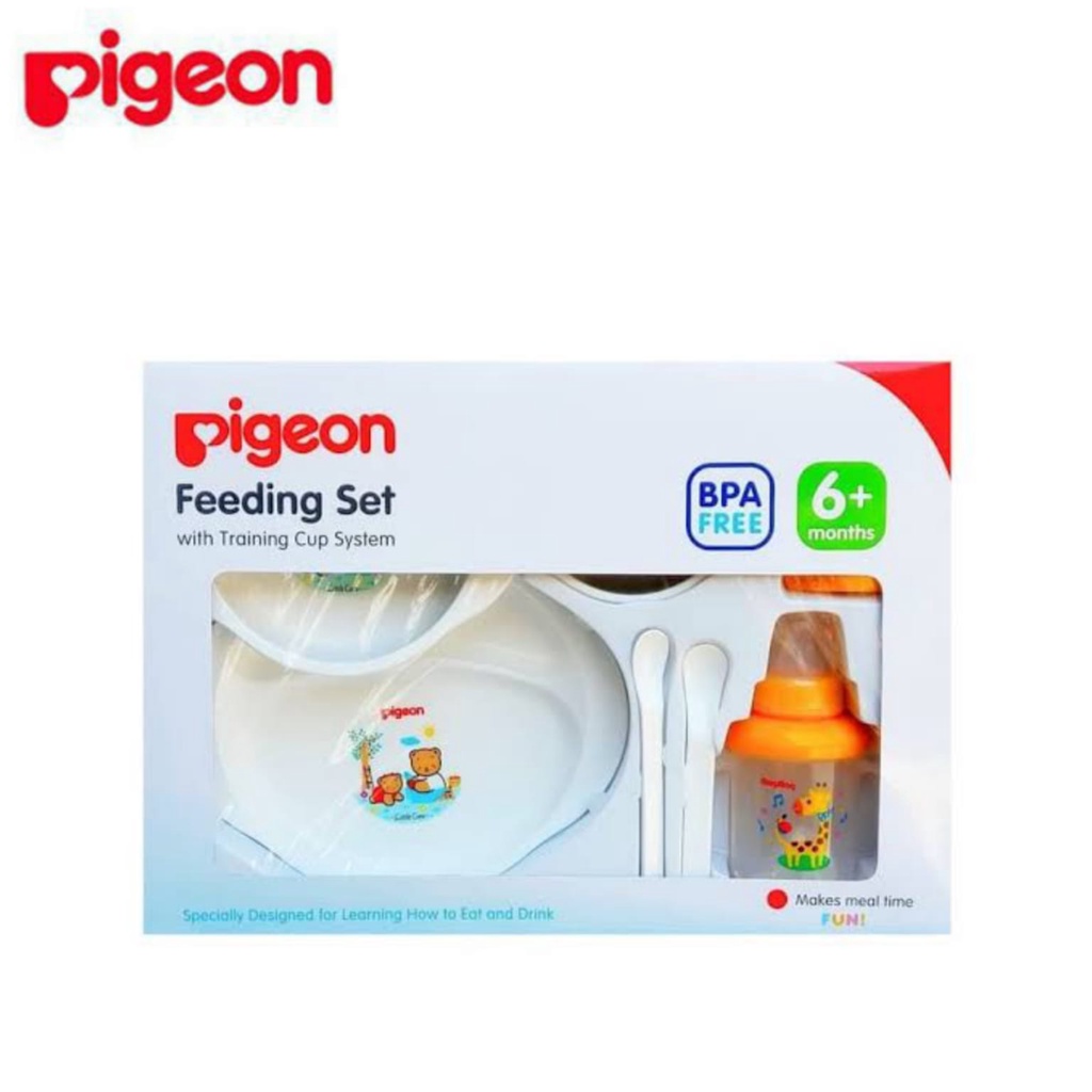 PIGEON Feeding Set With Training Cup | Perlengkapan Makan Bayi