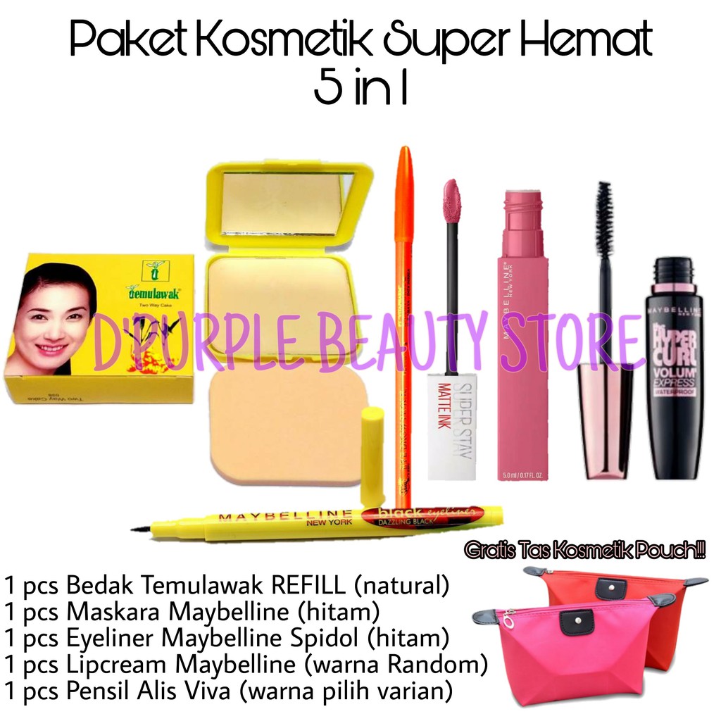 Paket Kosmetik Super Hemat Komplit 5 in 1 - Paket Make Up Hemat Super Komplit 5 in 1