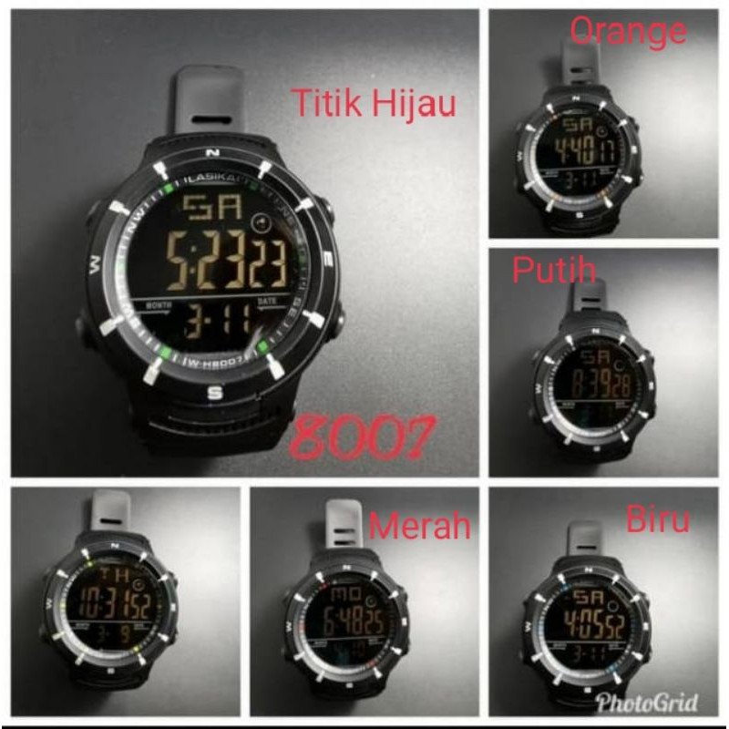 Free Box JAM TANGAN DIJITAL SPORTY TAHAN AIR 50M LAYAR HITAM 8007