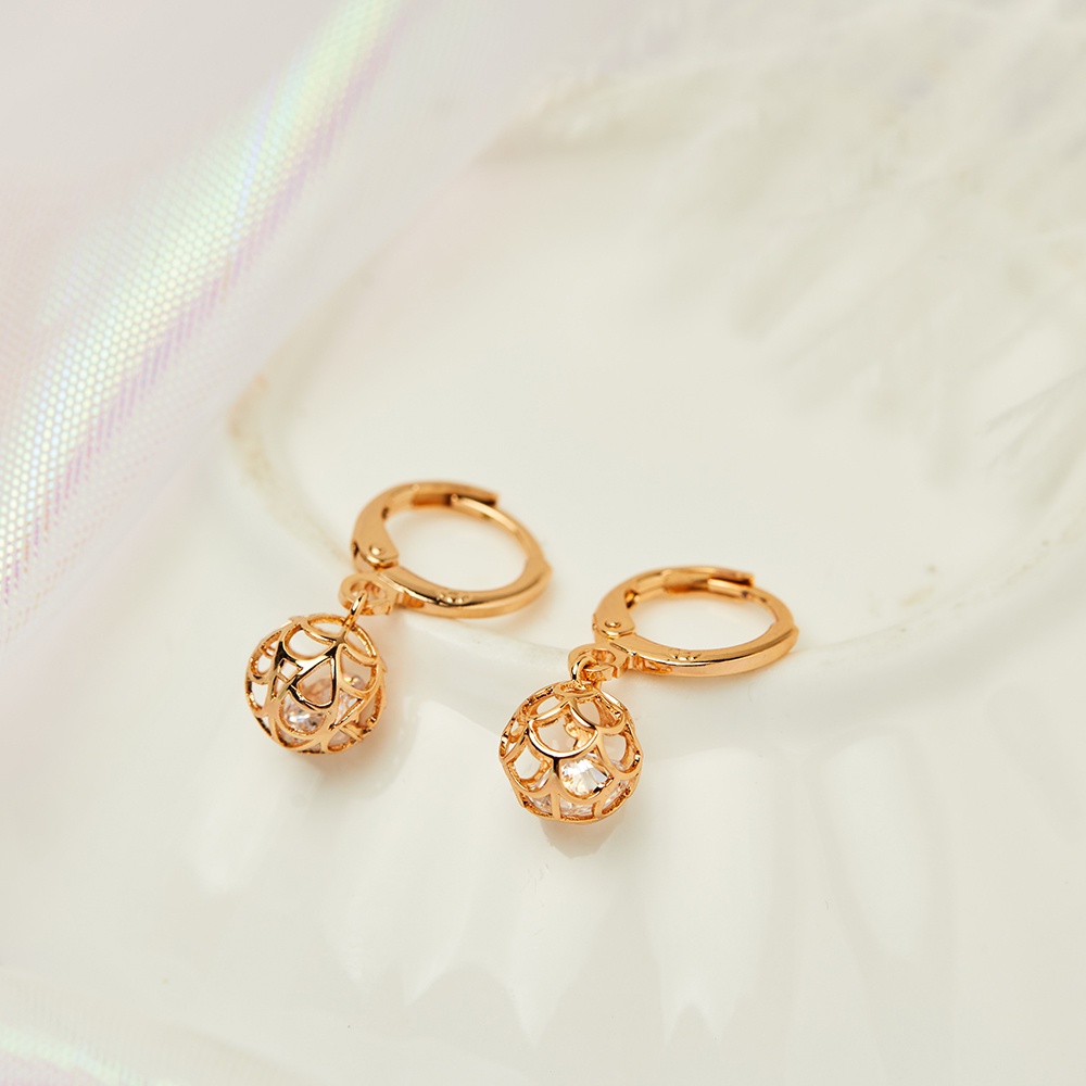 Y403 【COD】 Anting Permata Wanita Anting Titanium Bulat Bola Lapis Emas Anting Tusuk Anti Karat Korea Untuk Wanita-7