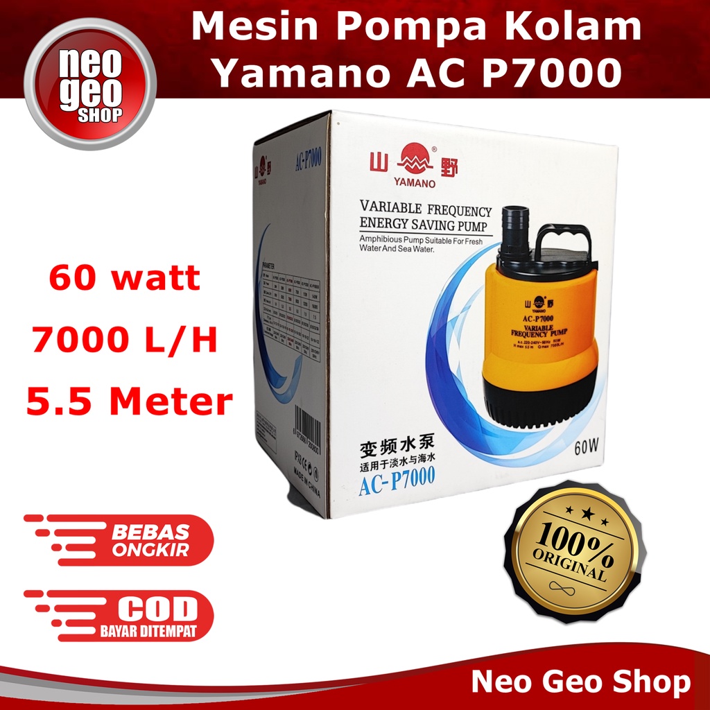 YAMANO ACP7000 ACP 7000 Mesin Air Pompa kolam ikan hidroponik AC P7000