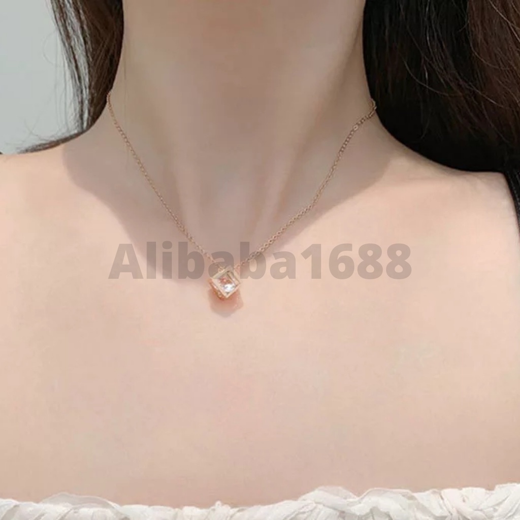 *ALIBABA1688*COD Kalung Alloy Anti Karat Crystal Berlian Fashion Model Import B15