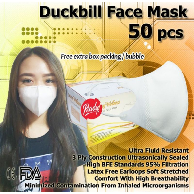 Masker Duckbill 3Ply Isi 50 Disposable Duckbill Earloop - Masker Medis Surgical Mask