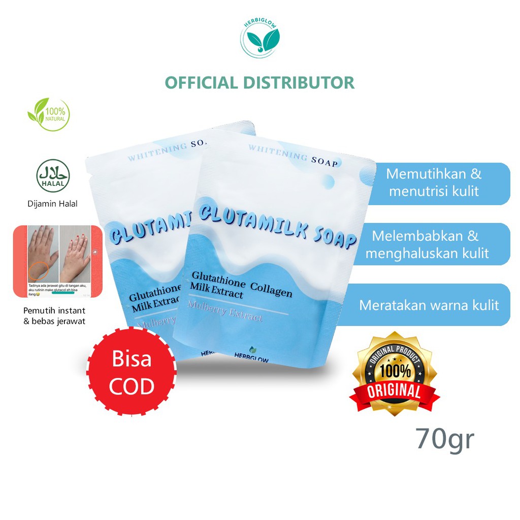 HERBIGLOW GLUTAMILK SOAP HERBGLOW GLUTA COLLAGEN SOAP SABUN PEMUTIH WHITENING