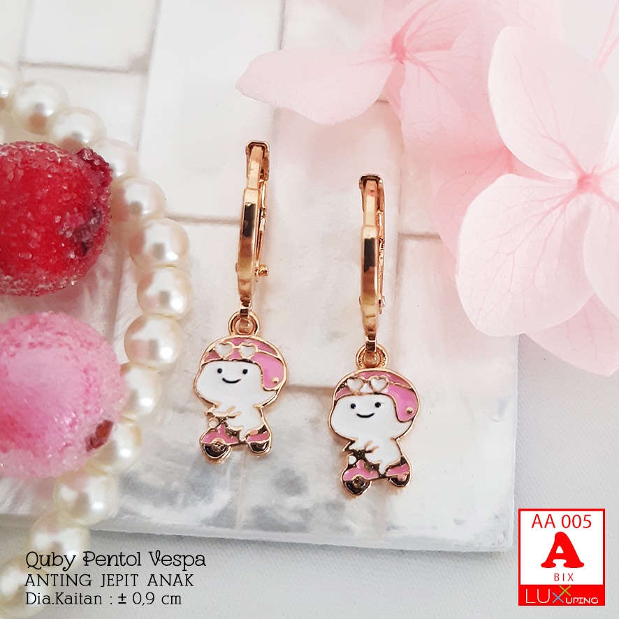 AA 005 Anting Anak Lucu Anting Quby Pentol Perhiasan Emas Imitasi Anting Bayi Anak Balita Anting Model Ice Cream Model Hamburger Luxx Xuping