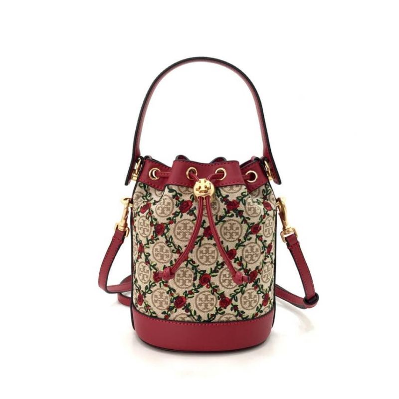 Tory Burch T Monogram Jacquard Embroidered Mini Bucket Bag