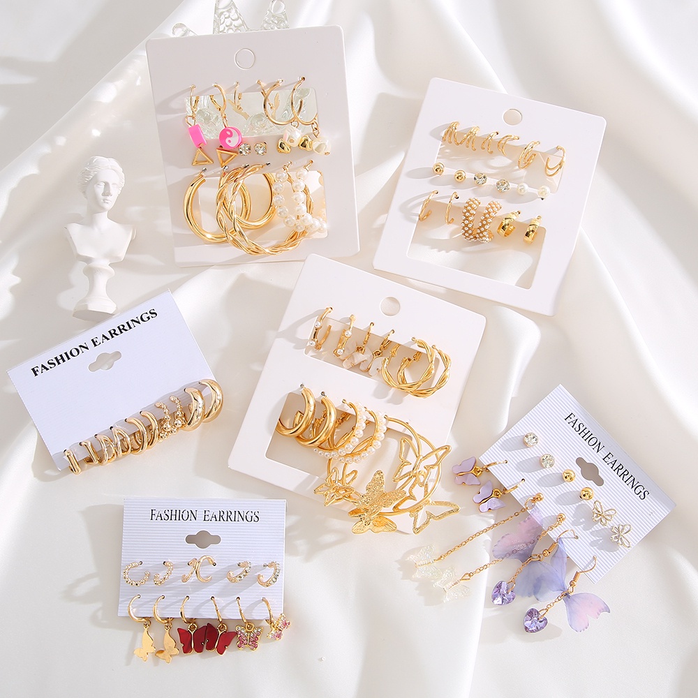 AY(CN) Set Anting Hoop Rumbai Warna-Warni Bahan Resin Gaya Korea Untuk Wanita