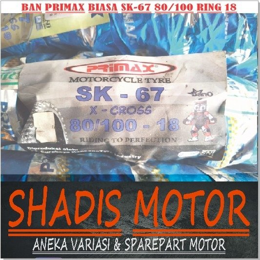 Ban Motor Merk Primaax Biasa Tipe SK67 Ukuran 80/100 Ring 18 Ban Motor Tubetype Primax