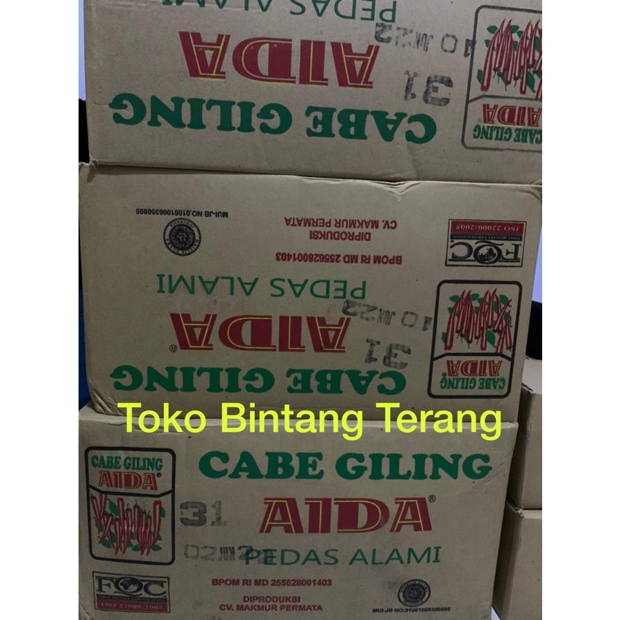 

Bubuk Cabe Aida 500 gr 1 Dus Karton isi 30 pcs x 500gr / Cabai Giling Halus AIDA 500 gram per 1 Dus 30 Bungkus @ 500g dusan per kartonan