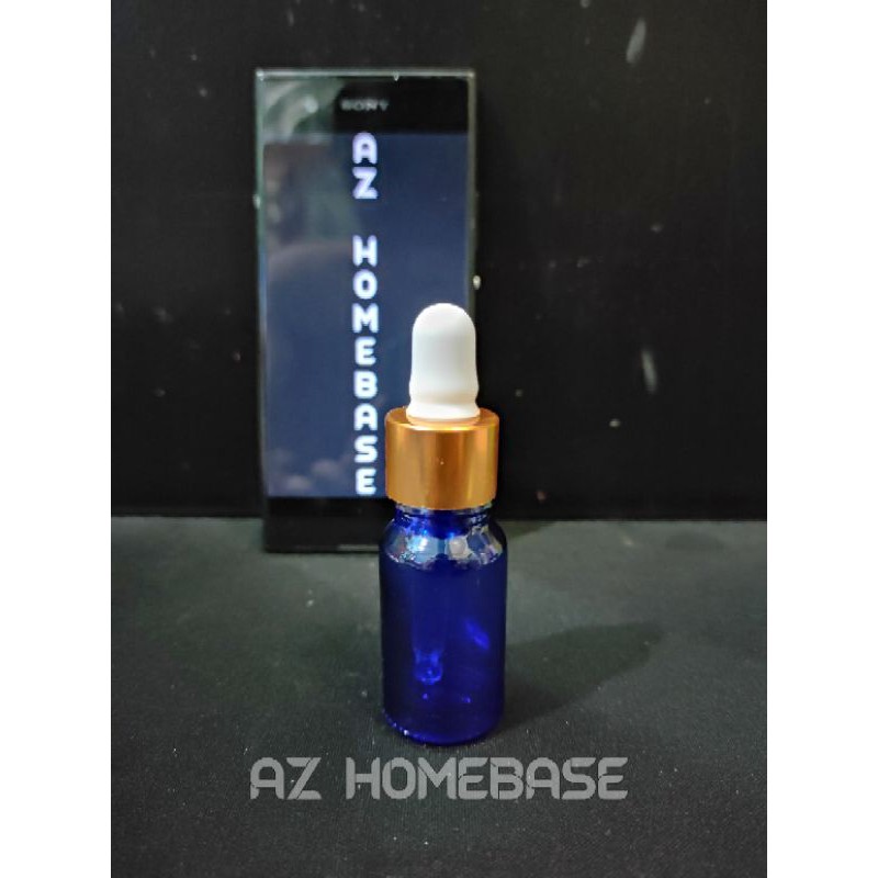 Botol Pipet 15ml Kaca Biru Pipet Putih Ring Gold - Botol Pipet Kaca 15 ml Biru - Botol Serum 15ml