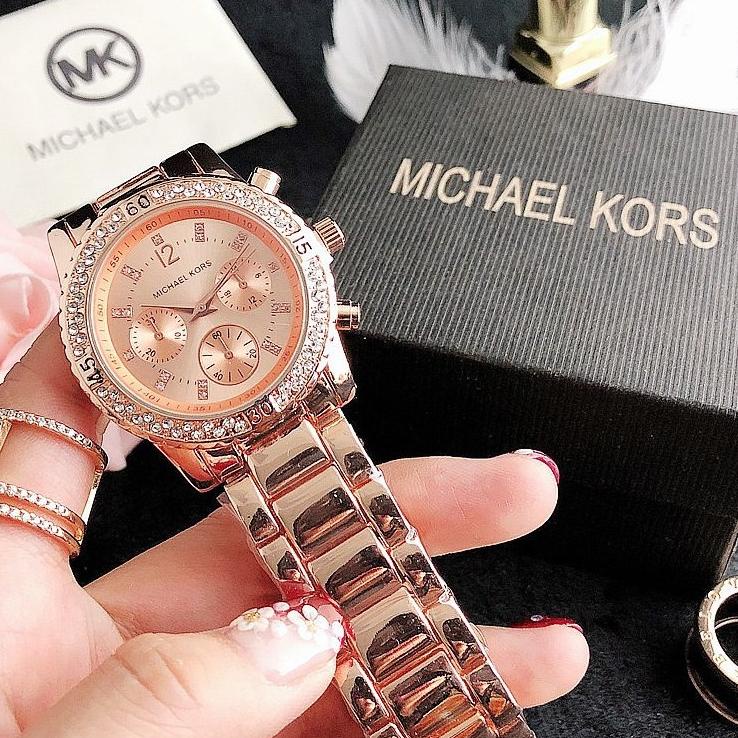 (BIG SALE) ✅COD MK Jam Tangan Tali Baja Tahan Karat Wanita Women Watch Stainless Steel Ladies Women 
