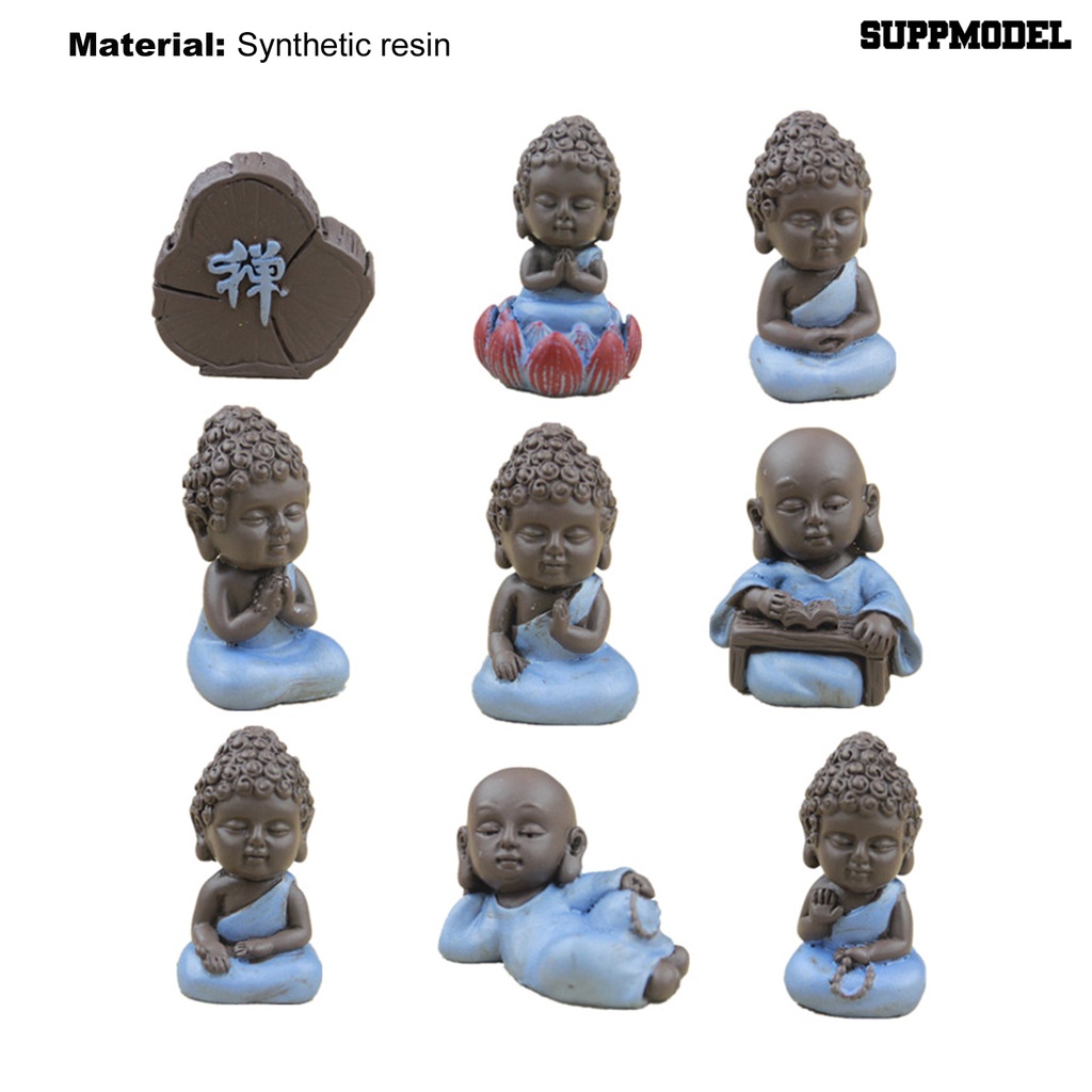 9 Pcs / Set Simulasi Model Biksu Buddha Untuk Dekorasi