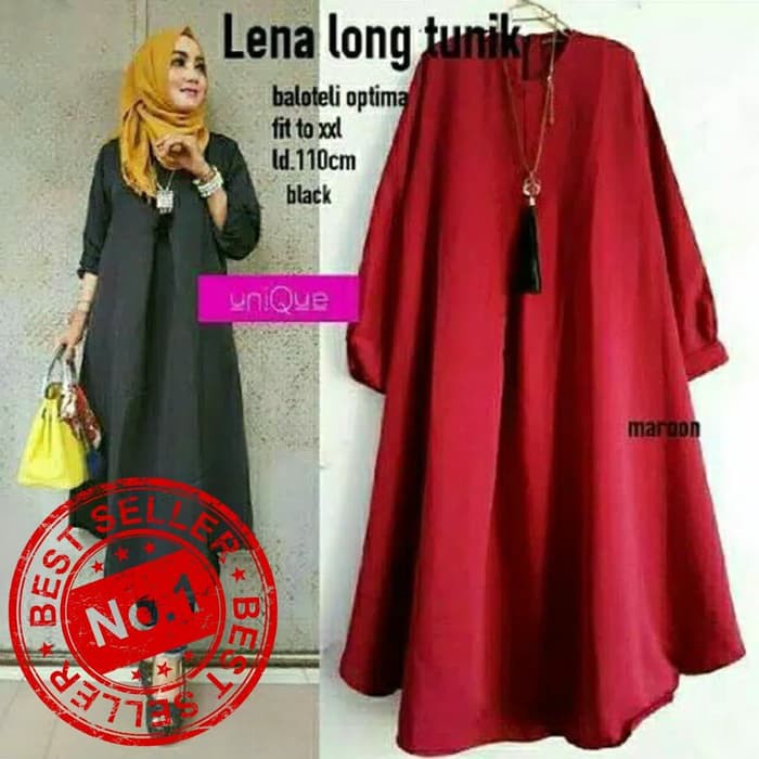 Long Dress - Long Tunik - Long Blouse - Lena Long Tunik - Hitam