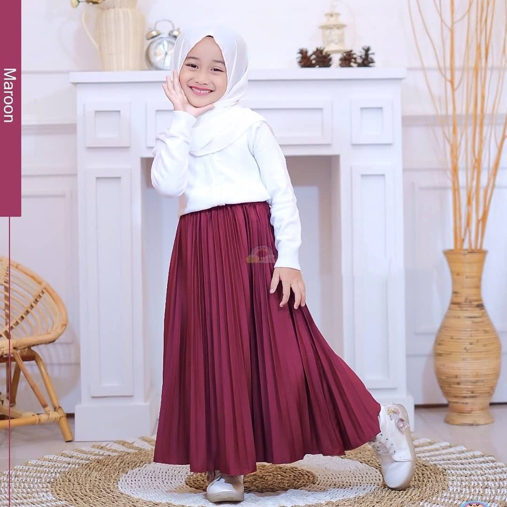 Rok Anak Plisket Muslimah 5 - 9 Tahun / Bawahan Anak Perempuan Premium