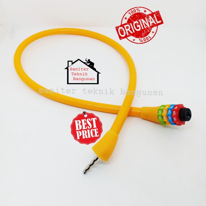 kunci sepeda gembok spiral cable lock warna warni 4 digit pin NASA