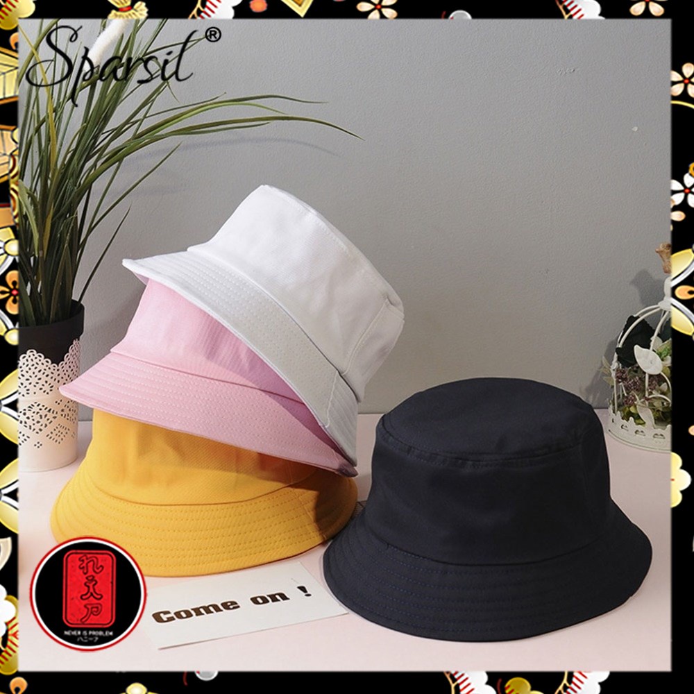 Sparsil Topi Bucket Hat Pria Wanita Dua Sisi - Black