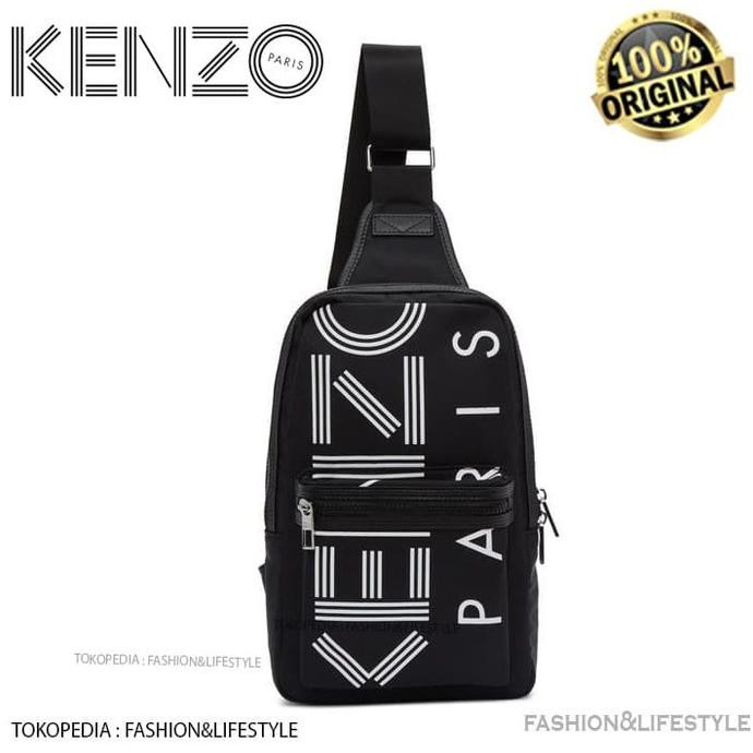 -SIAP KIRIM- KENZO CREW LOGO CROSSBODY BACKPACK IN BLACK ORIGINAL 100%