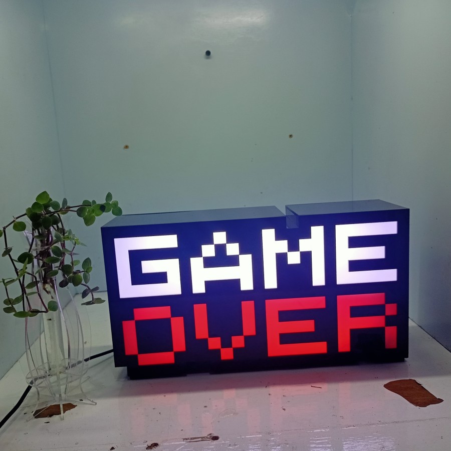 Wer Lampu Neon Atmosfir Icon Game Over Bahan Akrilik Untuk Dekorasi