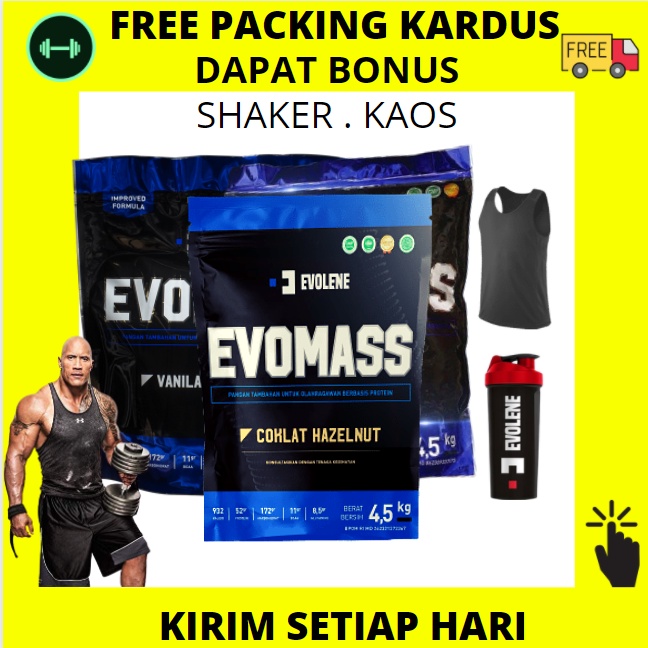 EVO MASS GAINER EVOMASS 10 LBS EVOLENE BPOM HALAL 10LBS 10LB LB 4.5 KG 4.5KG KILO GRAM 4,5 4,5KG ++ EVOMAS MAS GAIN BERAT BADAN COKLAT / HAZELNUT SUSU PROTEIN PRO VANILA ICE CREAM VANILLA PENGGEMUK