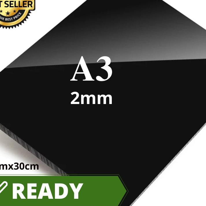 

M0јQ acrylic lembaran 2mm hitam Ukuran A3 ◘Readystock