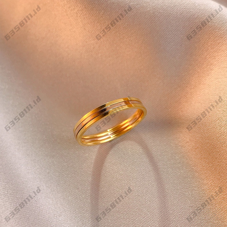 1 MM Lebar Cincin Titanium Wanita Sederhana Versi Korea Stainless Steel Tahan Karat Cincin Pasangan Hitam Putih