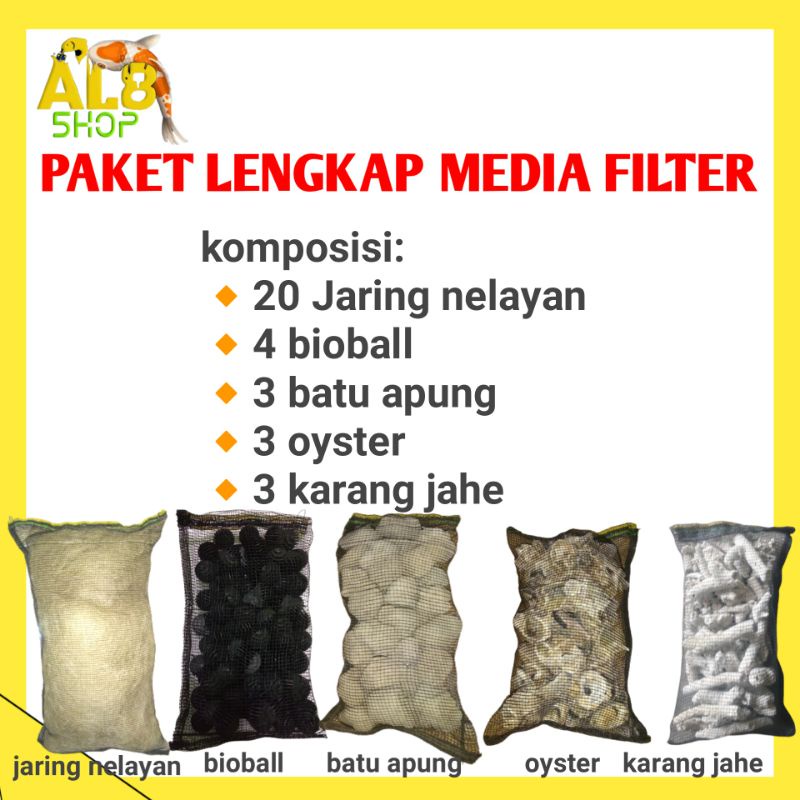 paket lengkap media filter kolam ikan koi penjernih air kolam filter mekanis filter biologis filter 