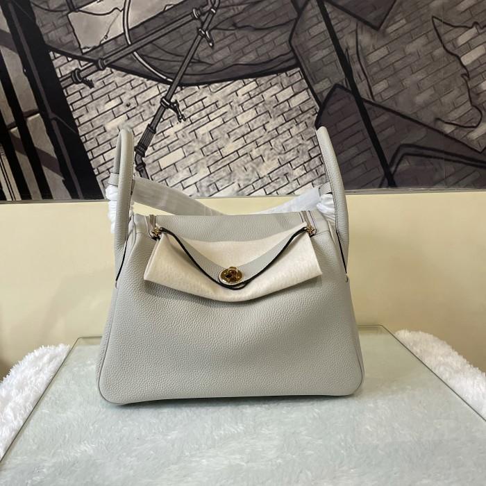 Tas lindy 30 pearl grey mirror vvip original leather