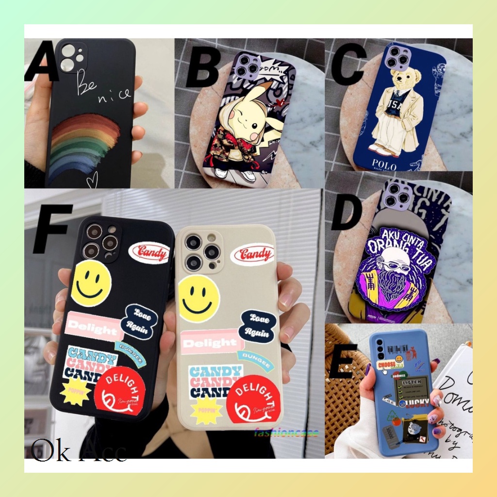 Softcase Motif Smile Rainbow BB12 for Infinix Hot 8 9 10 10s 10t 11 11s NFC 12 12i Pro Note Play Smart 4 5 6 6+ HD