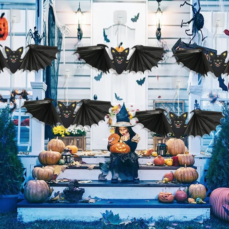 [ Halloween Paper Bat Pendant Hangingdecoration for Home Halloween Festival Party Bar Haunted House ]