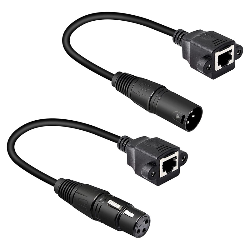 1 Pair XLR 3Pin to RJ45 Female Adapter Cable,XLR Male to RJ45 Network Connector Extension Cable Use Cat5 Ethernet