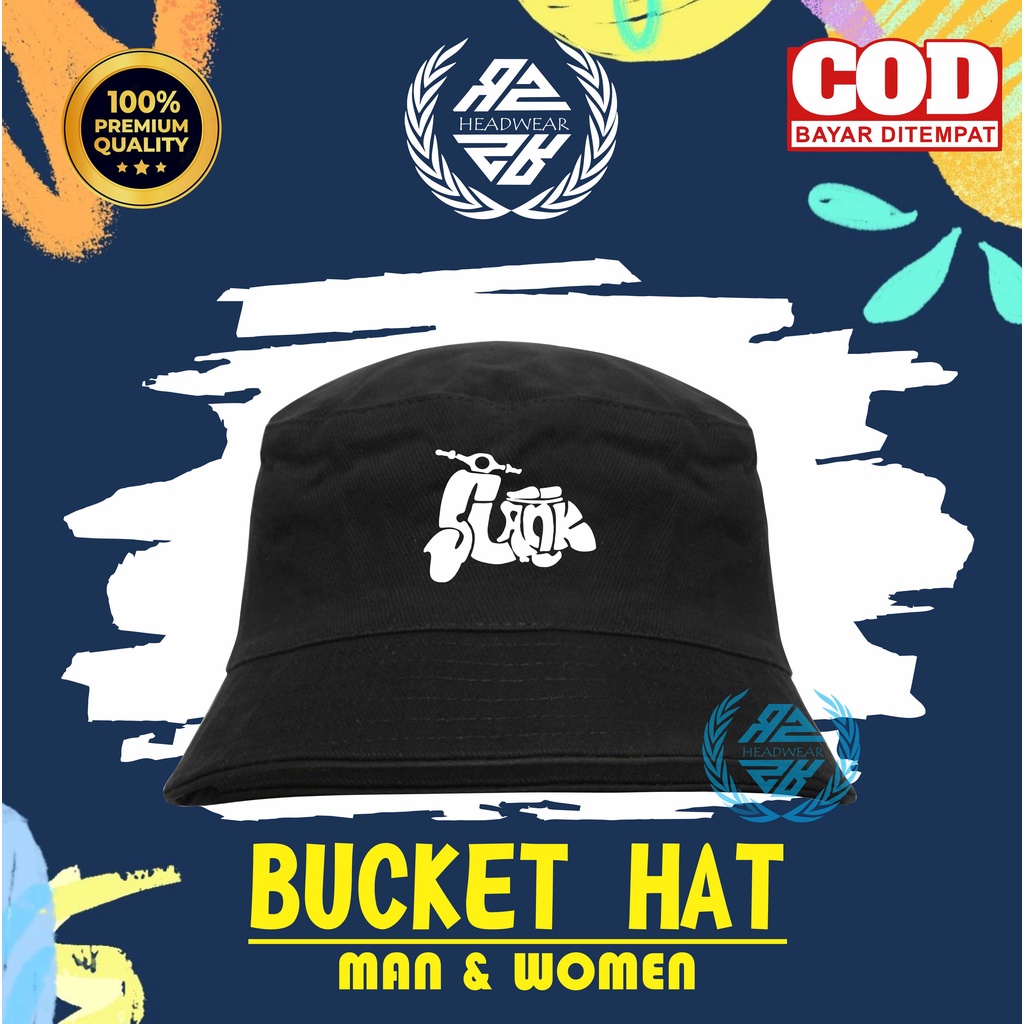 Topi Bucket Pria Distro Bolak Balik Logo Slank Bahan American Drill