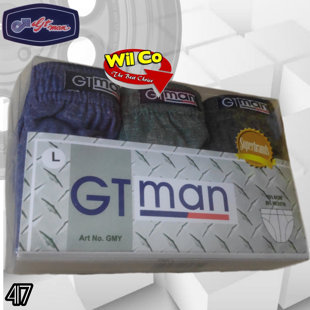 K417 - [Harga Per 1 Potong] CELANA DALAM PRIA BRIEFT [SEGITIGA] GT MAN GMX SIZE S - XL