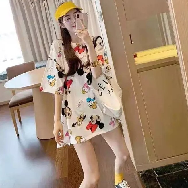 RYX - Polka Mousy Kaos Wanita Lengan Pendek Kaos Cartoon Fashion Casual - Ori Import