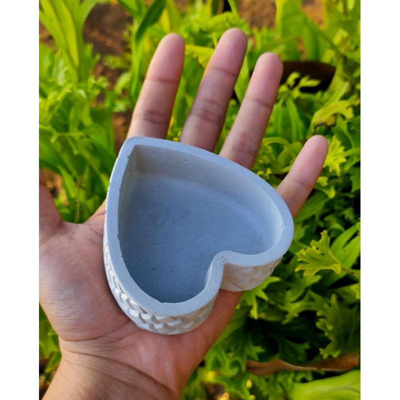 pot semen mini kaktus sukulen / pot mame bonsai hati / bonsai / pot mame / concrete / lilin