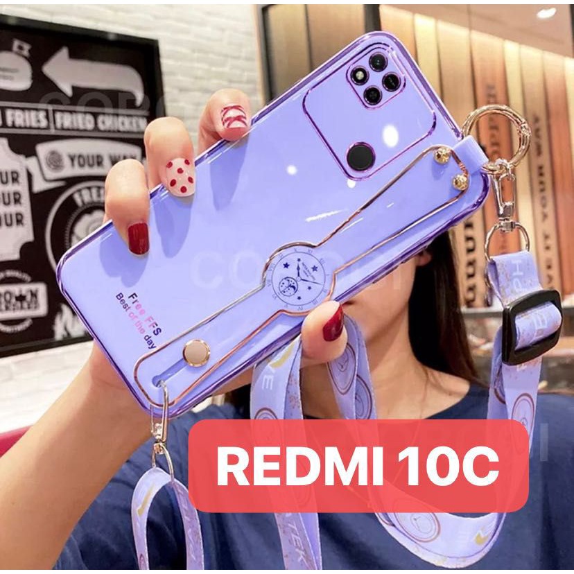 CASE XIAOMI POCO C40 REDMI 10C TERBARU SILIKON SOFT CASE ARMOR LIQUID TALI LANYARD COVER CASING HAND