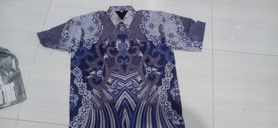 Kemeja Batik Modern Banyu Biru Ful Furing Katun Halus Premium Size Lengkap