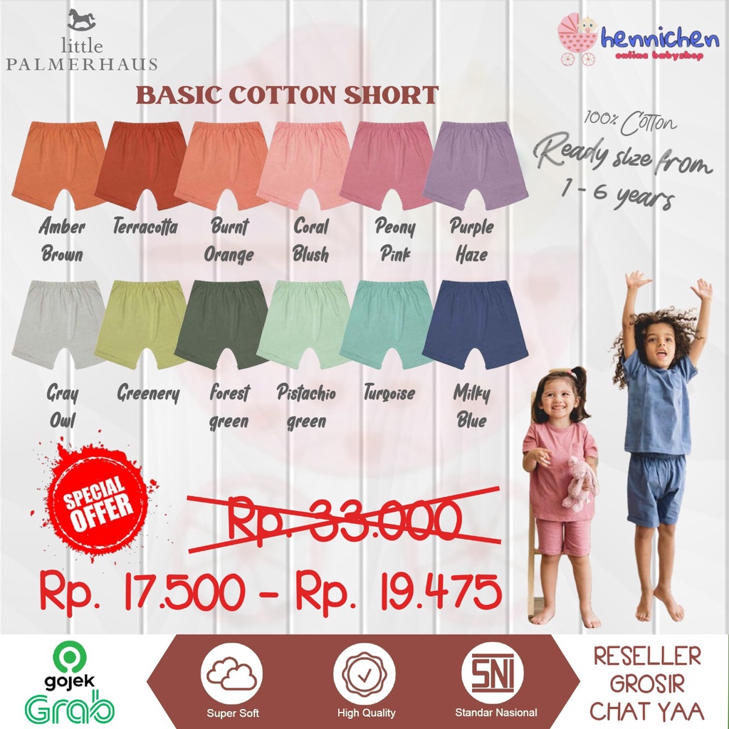 PROMO 7.7 PROMO BAJU LEBARAN Little Palmerhaus - Basic Cotton Shorts CELANA ANAK  (Celana Pendek Bayi &amp; Anak) 1-6 Tahun part 2