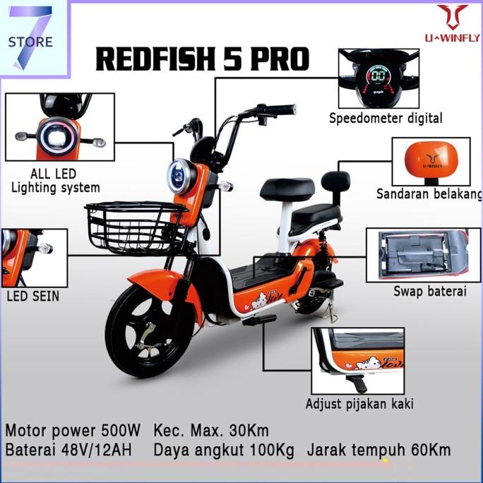 SEPEDA LISTRIK UWINFLY REDFISH 5 PRO / PLUS GARANSI RESMI DSF654654