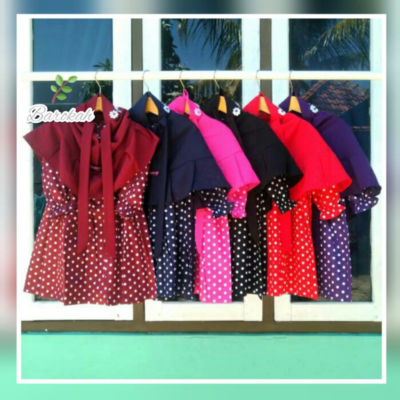 Real Pict Gamis Polkadot Bahan Katun Jepang Original HQ / Gamis Anak Model Terbaru / Pakaian Bayi