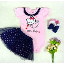 Baju Anak Bayi Perempuan 0 3 5 9 12 Bulan Set Jumper Bayi Rok Bandana Sayap Kitty Angel