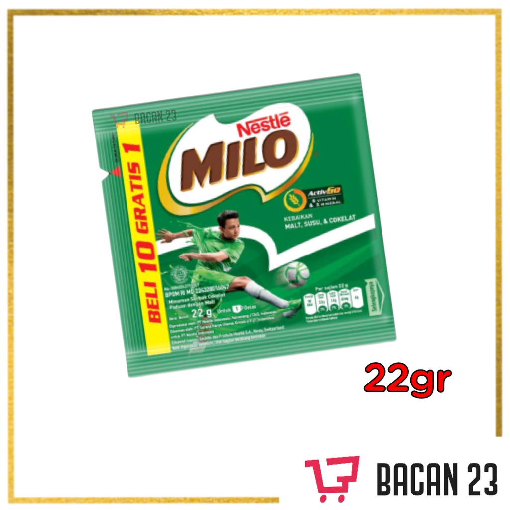 

Milo Activ-Go Sachet ( 6 Pcs x 22 gr ) / Milo Renceng / Minuman Serbuk Cokelat / Bacan 23